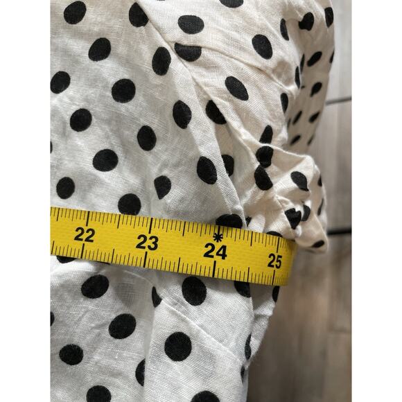 Talbots White Black Polka Dot 100% Linen Button Up Shirt Size 22W Old Money - Picture 9 of 10